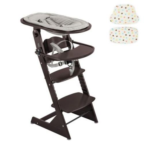 3-in-1 Convertible Wooden Toddler High Chair, Baby Feeding Chair with Removable Tray, Cushion and Harness