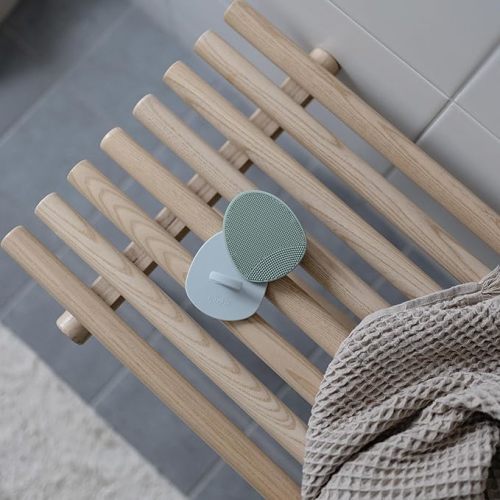mushie Baby Bath Cradle Cap Brush | Soft Silicone Bristles for Dry Skin, Eczema, & Cradle Cap Treatment | 2-Pack (Natural/Cambridge Blue)