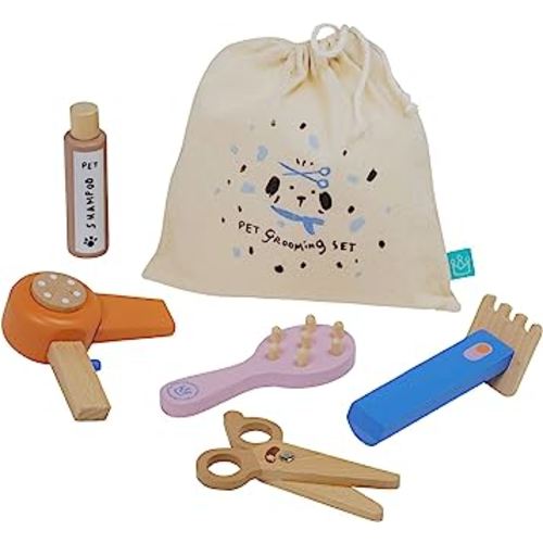 Manhattan Toy Posh Pet Day Spa Pretend Wooden Pet Grooming Play Set for Toddlers 3 Years Old and Up