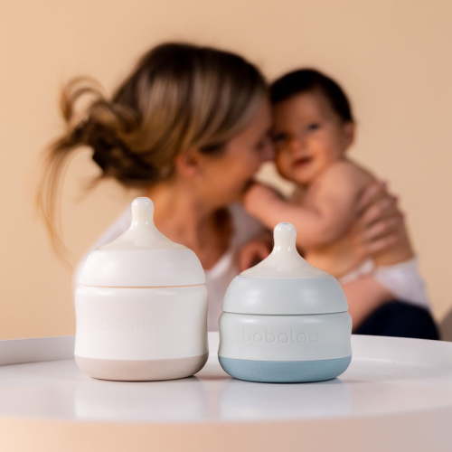 Babaloo Baby-Led Anti-Colic Bottle – 8 oz Single Bottle (Creme) – Slow Flow Nipple, BPA-Free Platinum-Grade, Food-Grade Silicone
