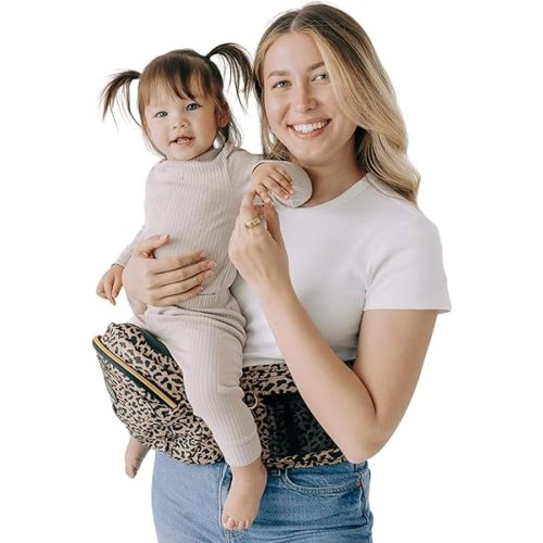 Tushbaby Original Hip Seat Baby Carrier for Babies & Toddlers up to 45 lbs, Safety Certified, Lightweight No-Foam Design with Storage & Nursing Support, Cheetah