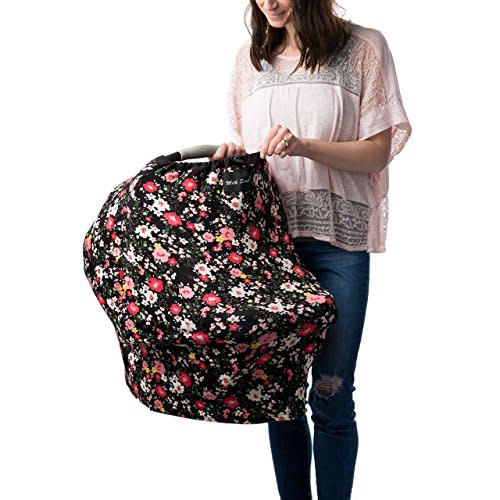 Milk Snob Original 5-in-1 Cover - Added Privacy for Breastfeeding, Baby Car Seat, Carrier, Stroller, High Chair, Shopping Cart, Lounger Canopy - Newborn Essentials, Nursing Top, Peony