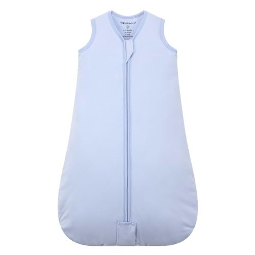 Mosebears Sleep Sack Baby Winter Wearable Blanket with 2-Way Zipper,2.5 TOG Cotton Sleep Sack Unisex (Fog Blue, 0-6 Months)