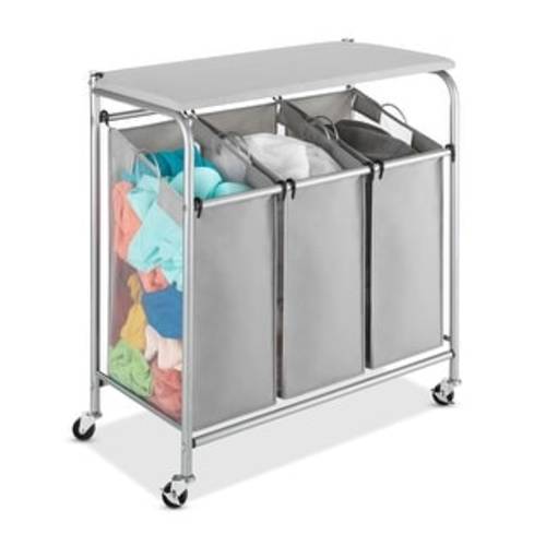 Whitmor 3-Section Rolling Laundry Sorter/Folding Station/Ironing Board.