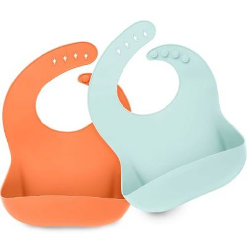 KeaBabies 2-Pack Silicone Bibs For Babies, Food Grade Silicone Baby Bibs for Eating, Feeding, Toddler Bibs, Boys, Girls, Color: Amaze