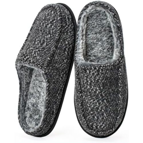 Cozylook Men's Slip-on Slippers, Memory Foam Padded House Moccasins, Non-Slip Sole Indoor/Outdoor, Soft Plush Lining, Cozy Gifts, Sizes 8-15