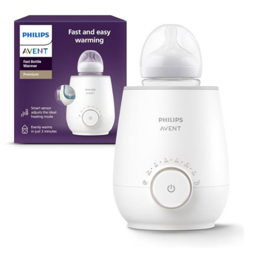 Philips Avent Premium Fast Bottle Warmer, with Smart Temperature Control, Water Bath Technology, Automatic Shut-Off, Model SCF358