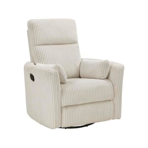 Turbo Beige Corduroy Fabric Manual Swivel Glider Recliner