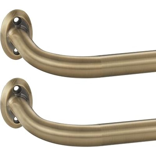2 Pack 1Inch Diameter Wrap Around Curtain Rods for windows 28-86 inch(2.3-7Ft), Splicing Adjustable Room Darking Drapery Rod with Aluminum Finials and Brackets,Antique Bronze