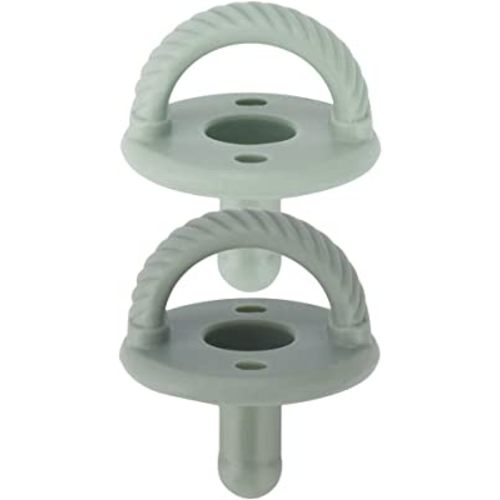 Itzy Ritzy Silicone Pacifiers for Newborn - Sweetie Soother Pacifiers Feature Collapsible Handle & Two Air Holes for Added Safety; for Ages Newborn and Up, Set of 2 in Agave & Succulent