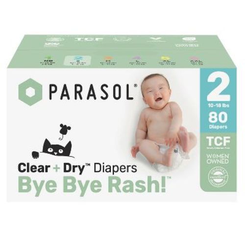 Parasol Clear+dry Natural Disposable Diapers - Size 2 - 80ct