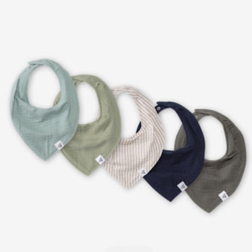 Burt's Bees Baby 5-Pack Bandana Bib Set with Snap Closure