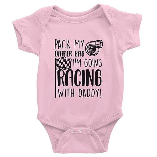 Yeavomeny Pack My Diaper Bag I'm Going Racing with Daddy Baby Rompers Bodysuit Infant Long Sleeve Playsuit