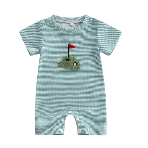 citgeett Baby Girl Boy Clothes Newborn Golf Outfit Short Sleeve Bubble Romper Onesie Jumpsuit Infant Summer Clothing