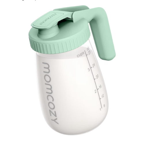 Momcozy Breast Milk Pitcher, Resistant to Heat and Cold Abrupt Temp Swings, No Leak Glass Breast Milk Fridge Storage Container with Wide Mouth, Fast Baby Formula Maker, Green