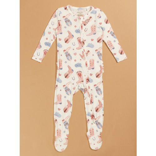 Western Cowgirl Ruffle Footie in Pink | Tullabee