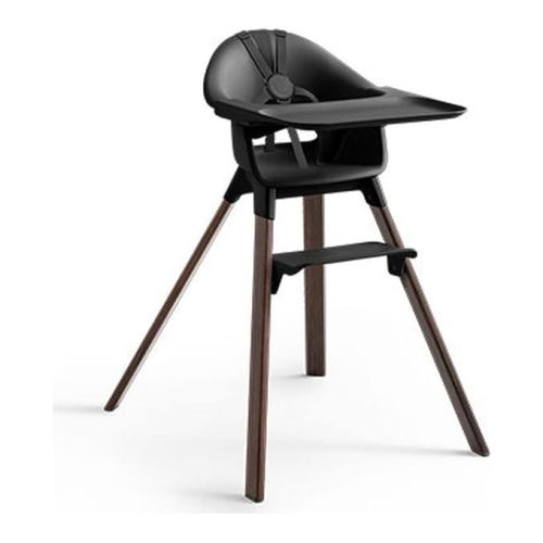 Stokke Clikk High Chair, Black/Warm Brown - All-in-One High Chair with Tray + Harness - Light, Durable & Travel Friendly - Ergonomic with Adjustable Features - Best for 6-36 Months or Up to 33 lbs