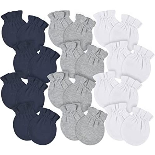 Gerber Baby 8-Pack Scratch Mittens, Navy/Gray/White, 0-3 Months (12-Pack)