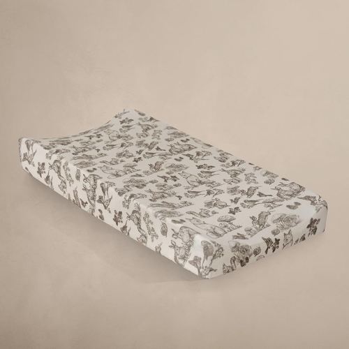 Oilo Changing Pad Cover, Breathable, Organic Cotton Fitted Jersey, 300 Thread Count, Machine Wash, Fits Standard Changing Pads (32" x 16"), Heirloom Organic Collection, Woodland Animals