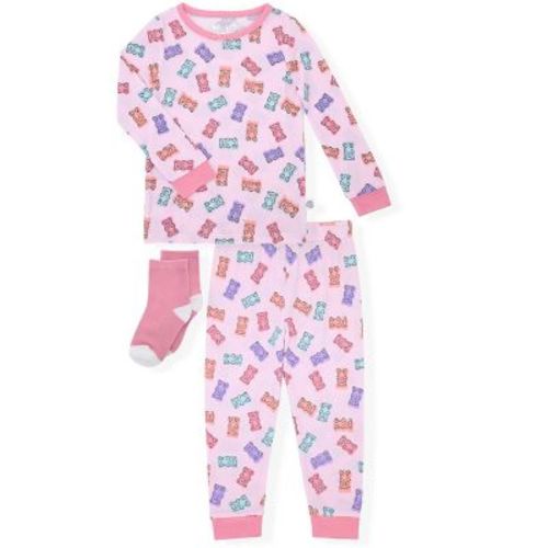 Sleep On It Infant & Toddler Girls 2-Piece Super Soft Jersey Snug-Fit Pajama Set with Matching Socks - for Toddler Pajamas to Kids Pajama Sets
