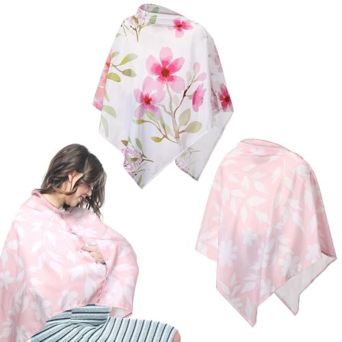 2 Pcs Nursing Cover for Breastfeeding Soft Breastfeeding Cover for Infants Nursing Apron Cover with Flowers and Leaf for Mother Breastfeeding