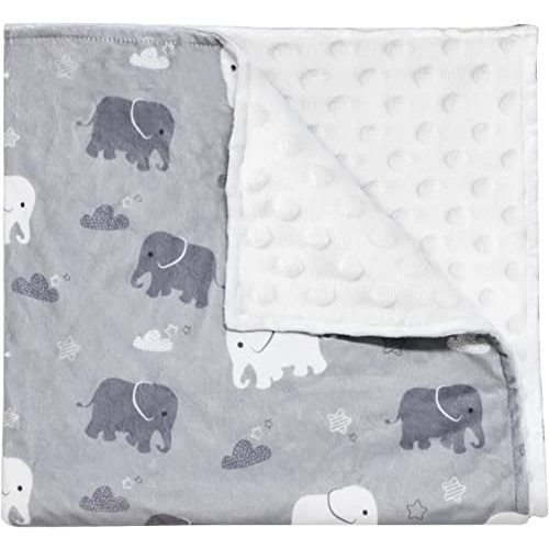 TANOFAR Minky Baby Blanket for Boys Toddler Blanket Elephant Double Layer Crib Blanket 50 x 60 Inch