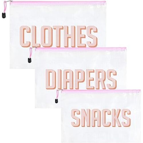 3pcs Hospital Bag Organizing Pouches for Labor and Delivery, Maternity Essentials Diaper Bag Organizer for Mom Travel (White, Large)