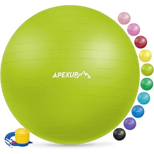 APEXUP Yoga & Pilates Ball - Anti Slip Heavy Duty Gym Ball for Fitness, Balance & Core Workout