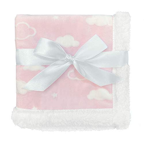 American Baby Company Heavenly Soft Chenille Sherpa Security Blanket, Pink, 14" X 14", Warm and Cozy for Boys and Girls