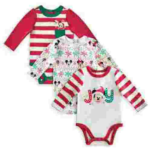 Disney Store Mickey & Friends Holiday Christmas Bodysuit 3pc Set Minnie Chip Dale Baby Size 0 3 Months