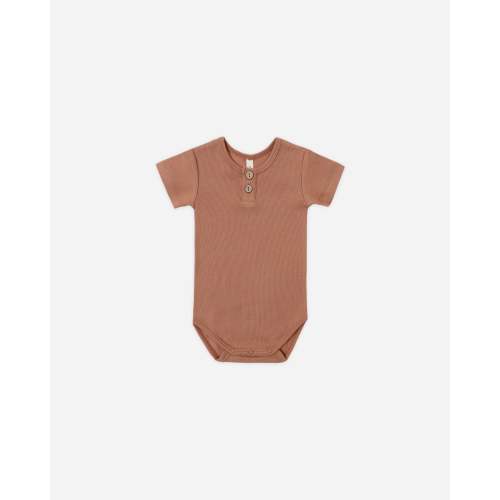 Quincy Mae Ribbed Henley Bodysuit Poppy