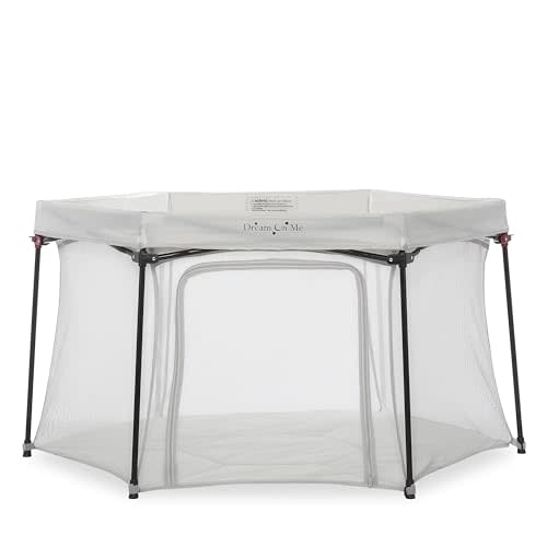 Dream On Me Onyx Playpen in Grey - Portable and Lightweight, Comfortable Padded Floor for Babies and Toddlers