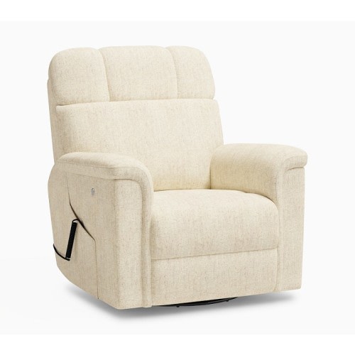 Lullaby Deluxe Recliner with Heat and Massage Performance Heathered Chenille Ecru