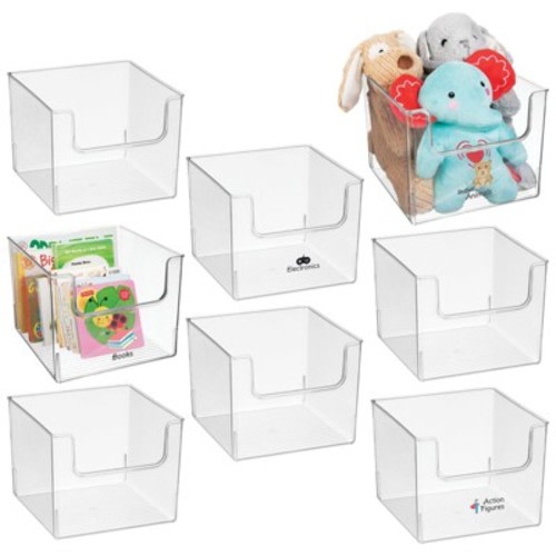 Mdesign Deep Plastic Home Storage Organizer Toy Bin - 4 Bins + 24 Labels
