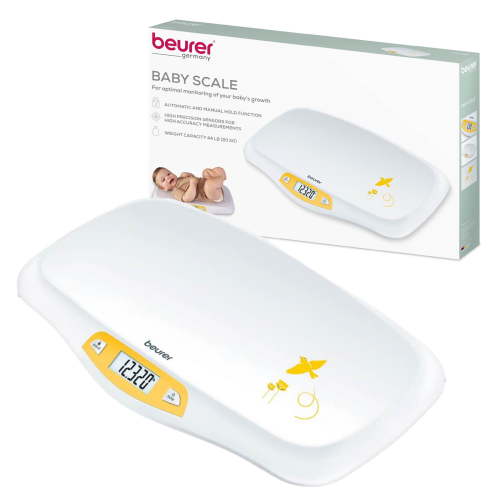 Beurer Digital Scale, Baby and Pet, Curved Weighing Platform, Weighs Up To 44 Lbs, BY80