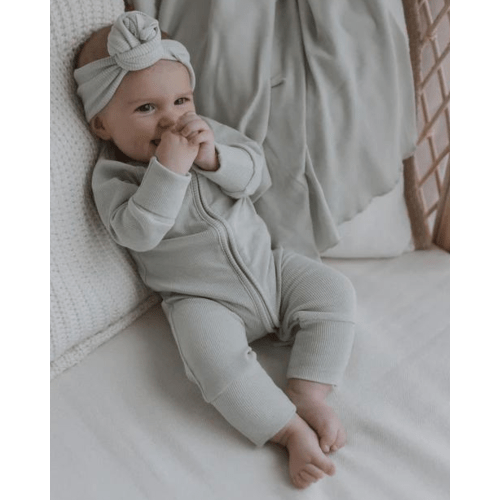 ORGANIC ZIP COVERALL SUIT - 3-6m / seamist