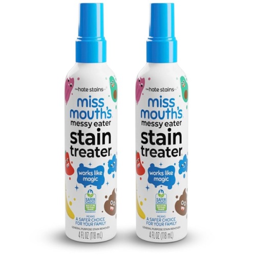 Miss Mouth's Messy Eater Stain Treater Spray - 4oz 2 Pack Stain Remover - Newborn & Baby Essentials - No Dry Cleaning Food, Grease, Coffee Off Laundry, Underwear, Fabric