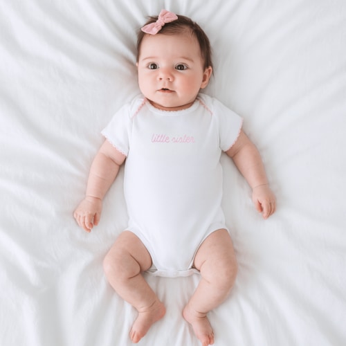 Little Sister Embroidered Short Sleeve Bodysuit