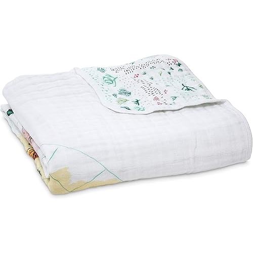 aden + anais 100% Cotton Muslin Baby Blanket Crib Bedding for Newborn Baby and Toddler, Nursery Blanket for Boys and Girls, Baby Registry and Shower Gift - Around The World