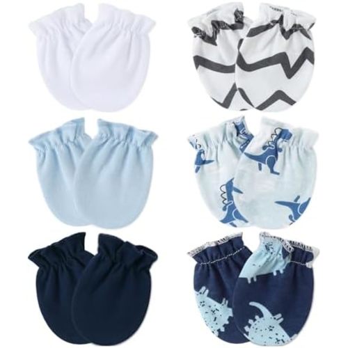 Baby Mittens 0-6 Months No Scratch 100% Cotton Gloves for Newborn Boys Girls