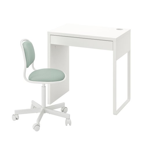 MICKE/ÖRFJÄLL Desk and chair - white/light green