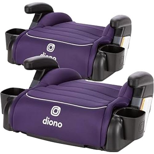 Diono Connect3 R Backless Booster Pack of 2, Slim Fit 3-Across in Many Mid-Sized Sedans and SUVs, for Children from 40-120 lbs., Lightweight with Cupholder, Purple Wildberry