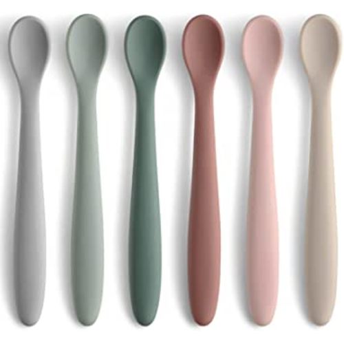 6-Piece Silicone Feeding Spoons for First Stage Baby and Infant, Soft-Tip Easy on Gums I Training Spoon | Baby Utensils Feeding Supplies, Dishwasher & Boil-proof