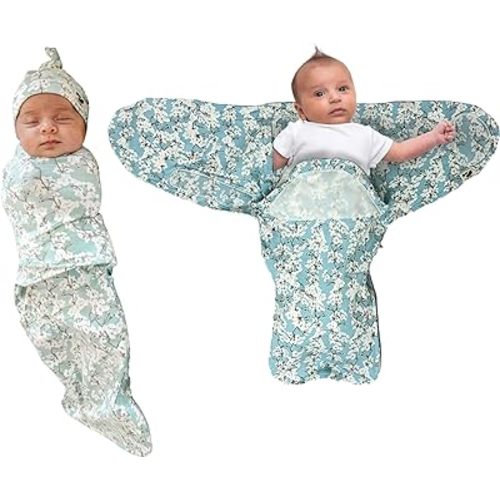 Norani Baby Snugababe Swaddle Pod for Newborns – Secure Arm Inserts Prevent Escape, Easy-Zip for Diaper Changes, Award-Winning Best Sleep Solution, Cherry Blossoms