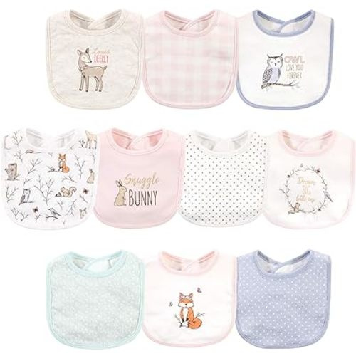 Hudson Baby Unisex Baby Cotton Bibs, Enchanted Forest, One Size