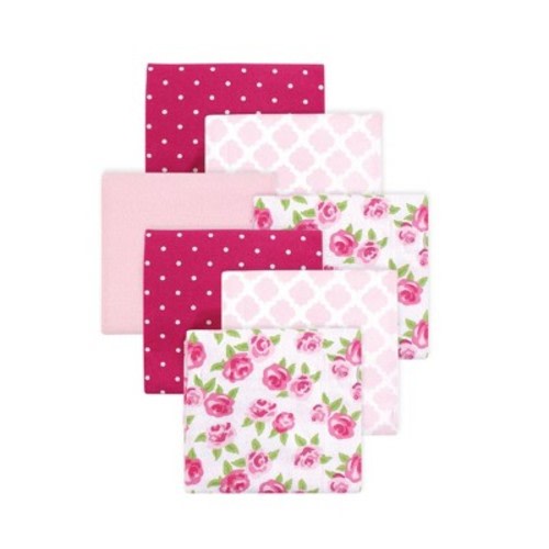 Little Treasure Hudson Baby Girls Cotton Poly Flannel Receiving Blankets 7Pk Multipack, Color: Pink rose