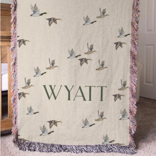 Custom Mallard Duck Hunting Nursery Blanket Name Gift for Baby Duck Hunting Nursery Crib Blanket Personalized Duck Hunting Baby Shower Gift