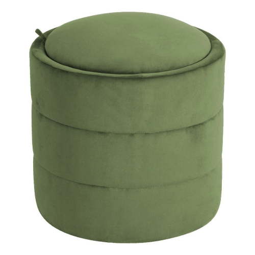 HomePop Round Storage Ottoman, Green Velvet