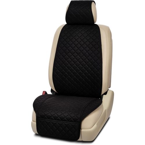 IVICY 1 PCs Linen Car Seat Cover for Cars - Non-Slip Soft & Breathable - Front Car Seat Protector Covers Universal Fits Most Automotive, Vans, SUVs, Trucks