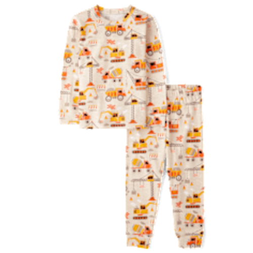 Baby And Toddler Boys Long Sleeve Construction Vehicle Snug Fit Cotton Pajamas - TAN | The Children's Place